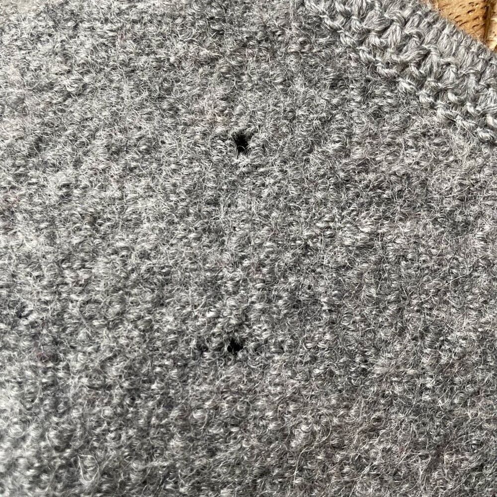 Vintage Boiled Wool Sheep Applique Full Zip Vest Grey XL - Picture 9 of 9